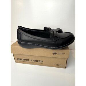 Clarks Womens Ashland Lily Black Leather Slip-On Loafers Size 6M/ 36 NIB